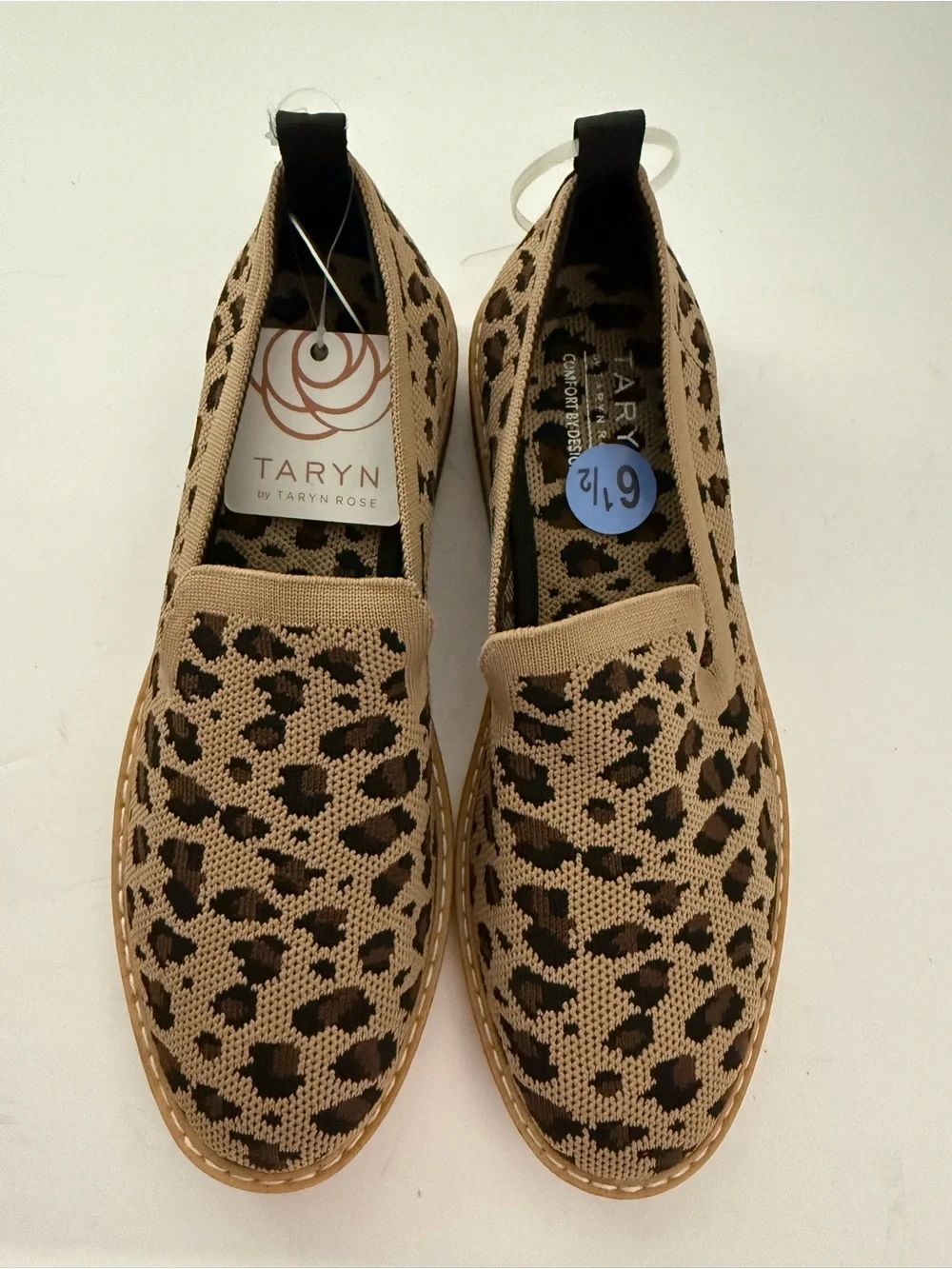 Leopard animal Print Knit Slip-On Flats - Tan/Black Shoes women size 6.5
